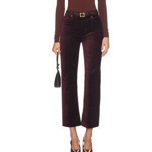 NWT FRAME LE SLEEK STRAIGHT CORDUROY Burgundy Wine Size 31 Revolve